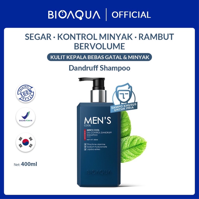 Bioaqua Men's Cool Oil Control Dandruff Shampoo 400ml / Shampoo Anti Ketombe