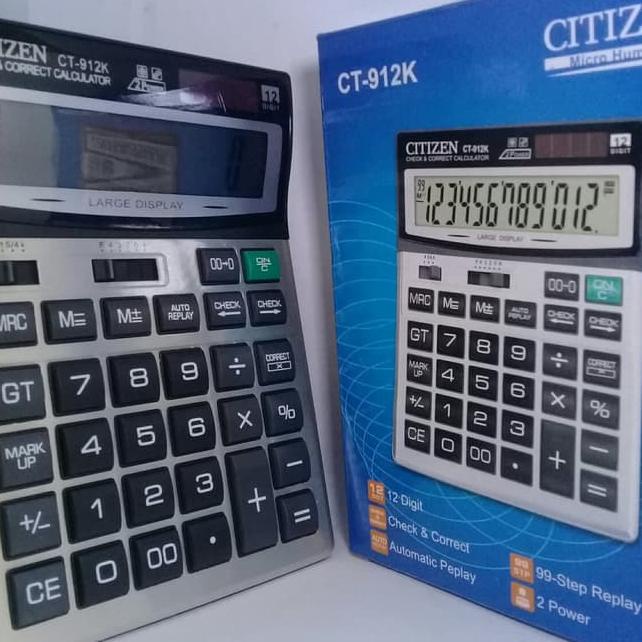 

░☺░ KALKULATOR CITIZEN CT-912K CALCULATOR baterai aa mudah 12 digit cek ulang dengan KUALITAS 912 K