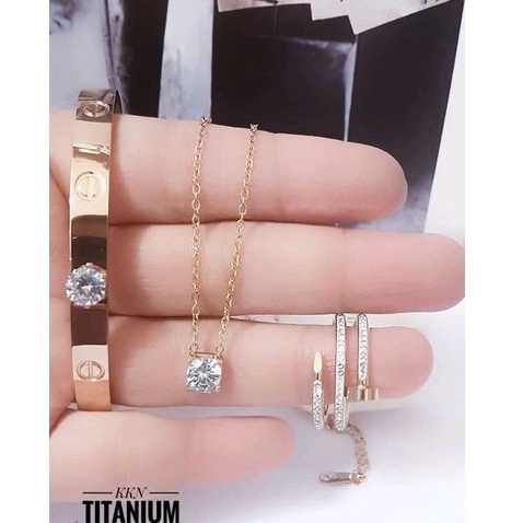 set perhiasan titanium rose gold fl0402