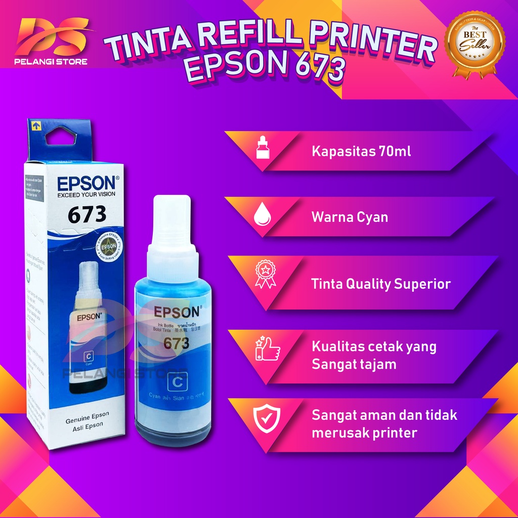 1 SET 6 PCS Tinta Epson 673 Tinta Printer L800 L805 L810 L1800