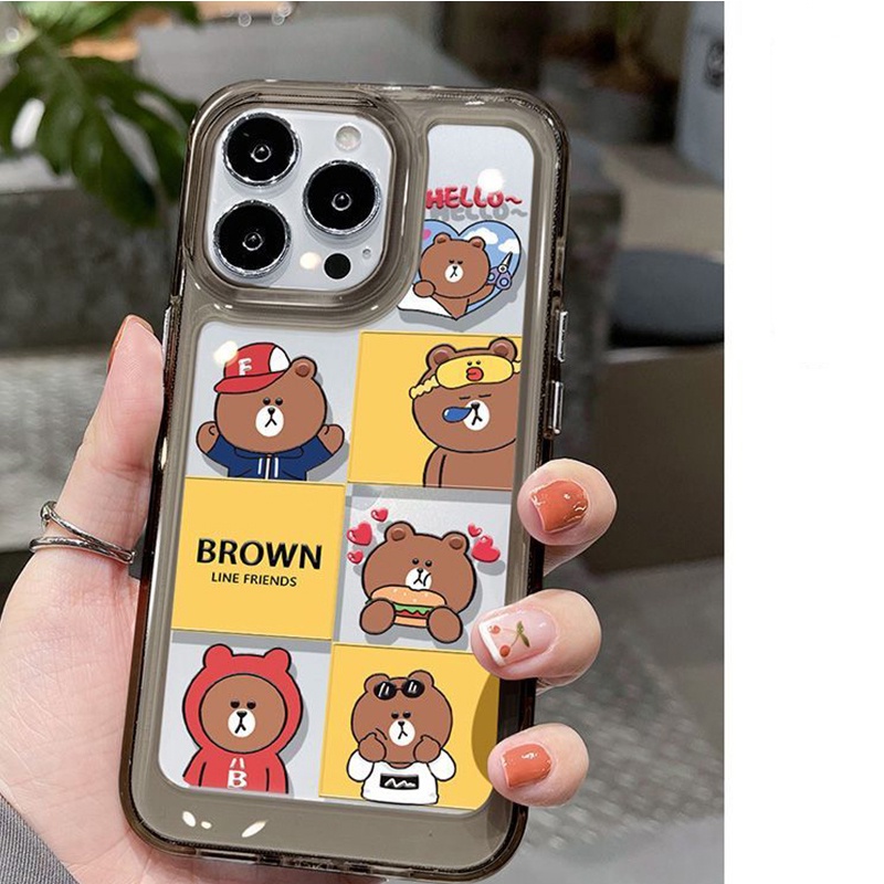 Casing Ponsel Lembut Tahan Guncangan Beruang Kelinci Lucu Kompatibel Untuk IPhone Casing11 14 13 12 Pro XS Max X XR 78 6 6S Plus Cover TPU Transparan