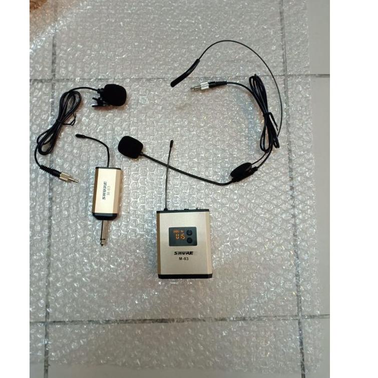 Langsung Beliii.. Mic shure M-03 HC  EM 300 microphone wireless UHF mic jepit +headaet.suara sensiti