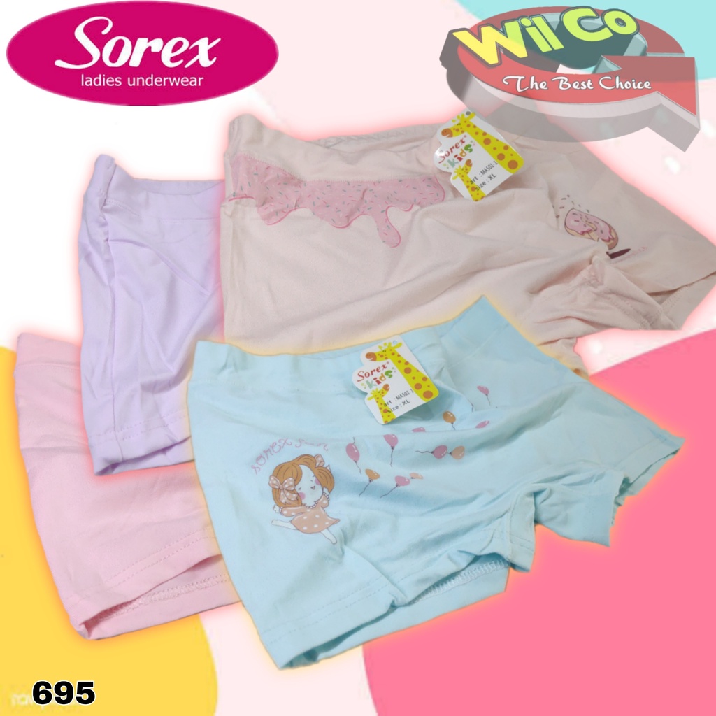 K695 - SOREX CELANA DALAM BOXER ANAK WANITA  USIA 3 - 9 TH SIZE M - XL