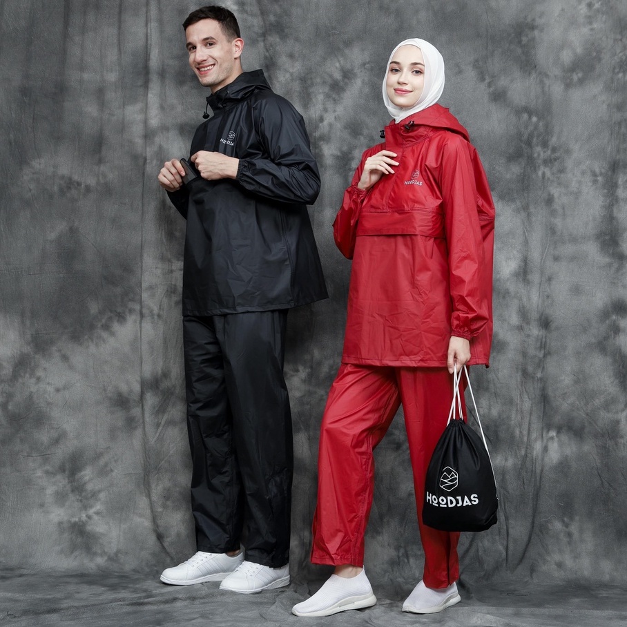 HOODJAS KANGAROO RAINCOAT Paket Couple Jas Hujan Kangguru Anti Bocor Jas Hujan Saku Kangguru Pria Wanita Dewasa Anti Air Bahan PVC Nylon Waterproof