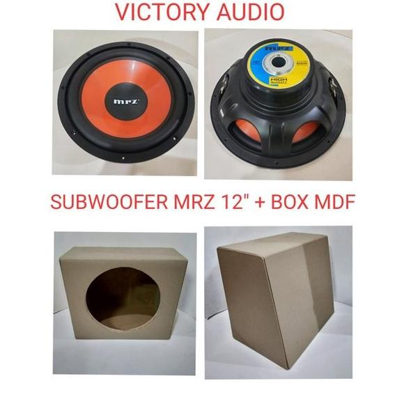 Paket Audio Mobil Subwoofer Plus Box Speaker Beige Atau Cream Merk Mrz