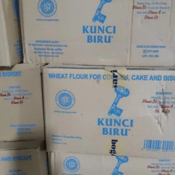 

2 dus @12pcs Tepung Terigu Kunci Biru kemasan 1kg