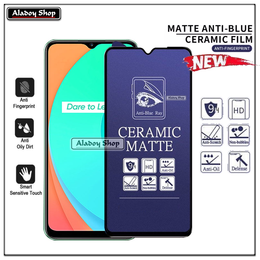 PAKET 3IN1 Anti Gores Blue Matte Anti Glare Realme C11 + Tempered Glass Camera dan Skin Carbon