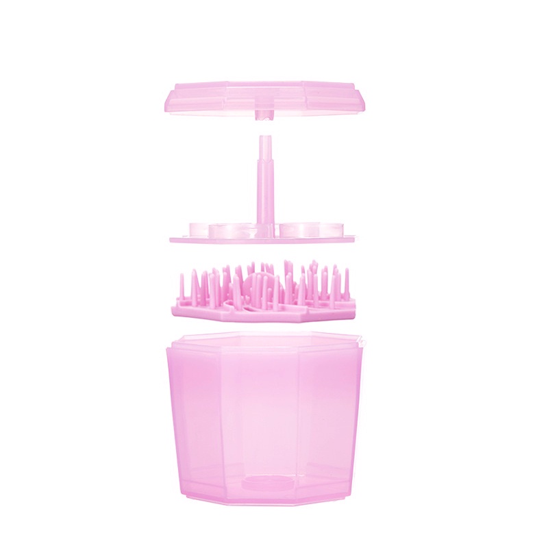 Cleaning And Drying Two In One Beauty Brush Storage Box Universal Alat Kecantikan Brush Cleaning Drying Bracket Kotak Pembersih Kuas Kosmetik Portable Kecil