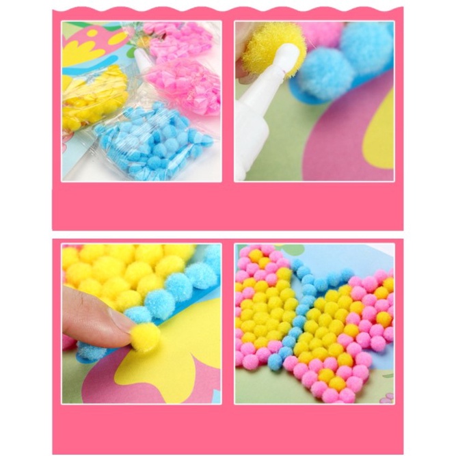 DIY Tempel PomPom - Mainan Edukasi Anak Montessori - Menempel PomPom