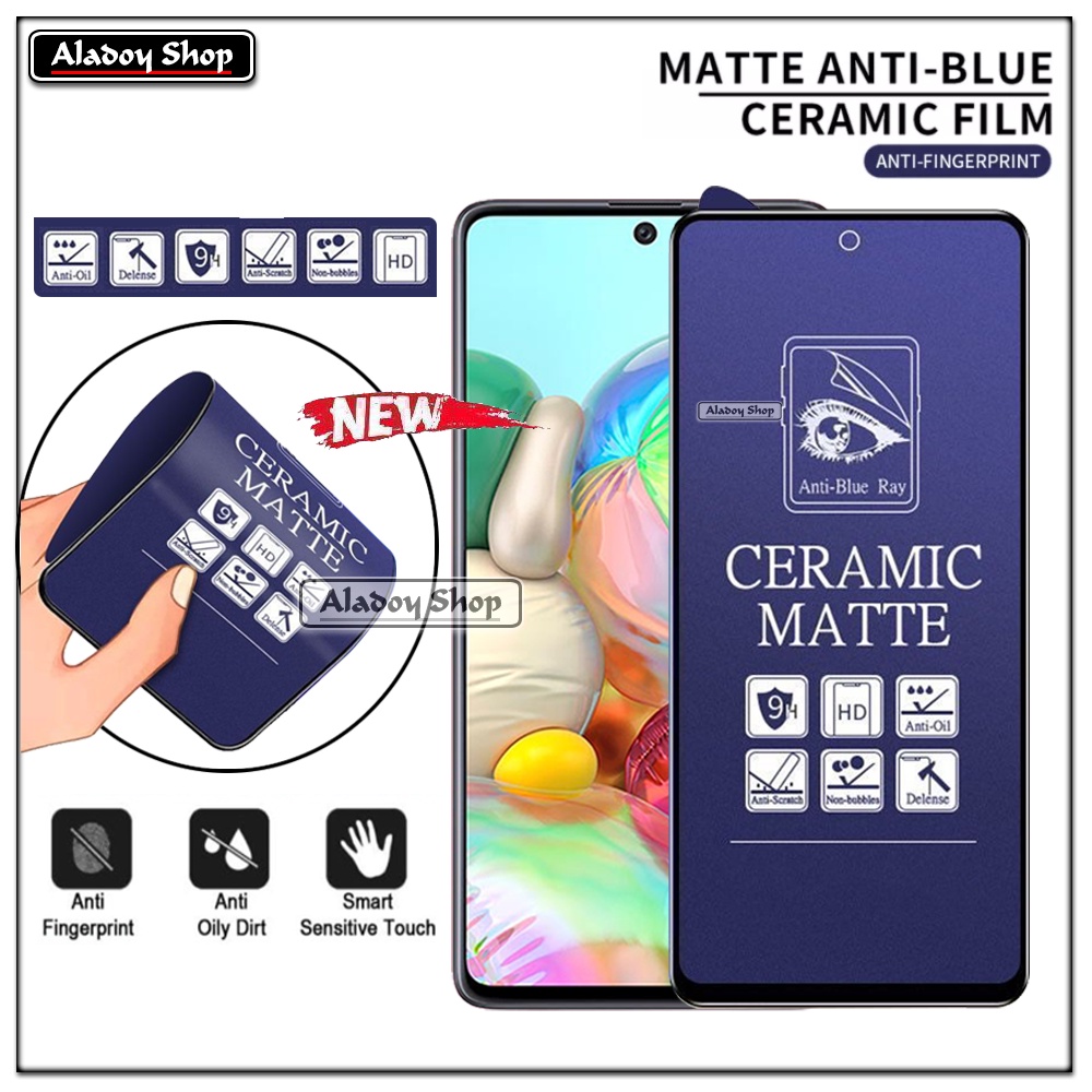 PAKET 3IN1 Anti Gores Blue Matte Anti Glare Samsung A71 + Tempered Glass Camera dan Skin Carbon