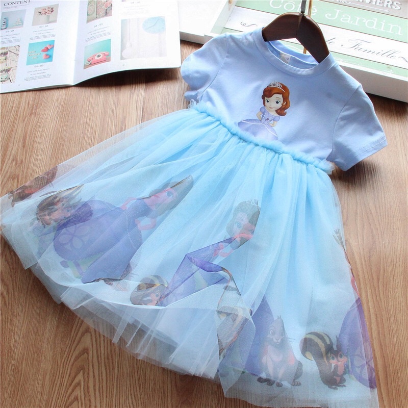 Dress Anak Perempuan Gambar Sofia dengan Rok Tutu Lucu Bahan Katun Premium Import Rok Terusan Anak Murah Dress Anak Ulang Tahun Dress Anak Premium Quality