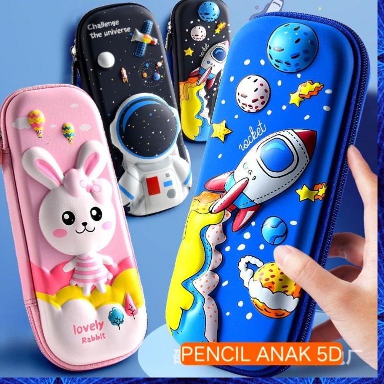 

ニ Tempat Pensil 3D Timbul Anak Karakter Motif Lucu Bahan EVA Waterproof / Kotak Pensil Anak Sekolah Silikon Alat Tulis ト