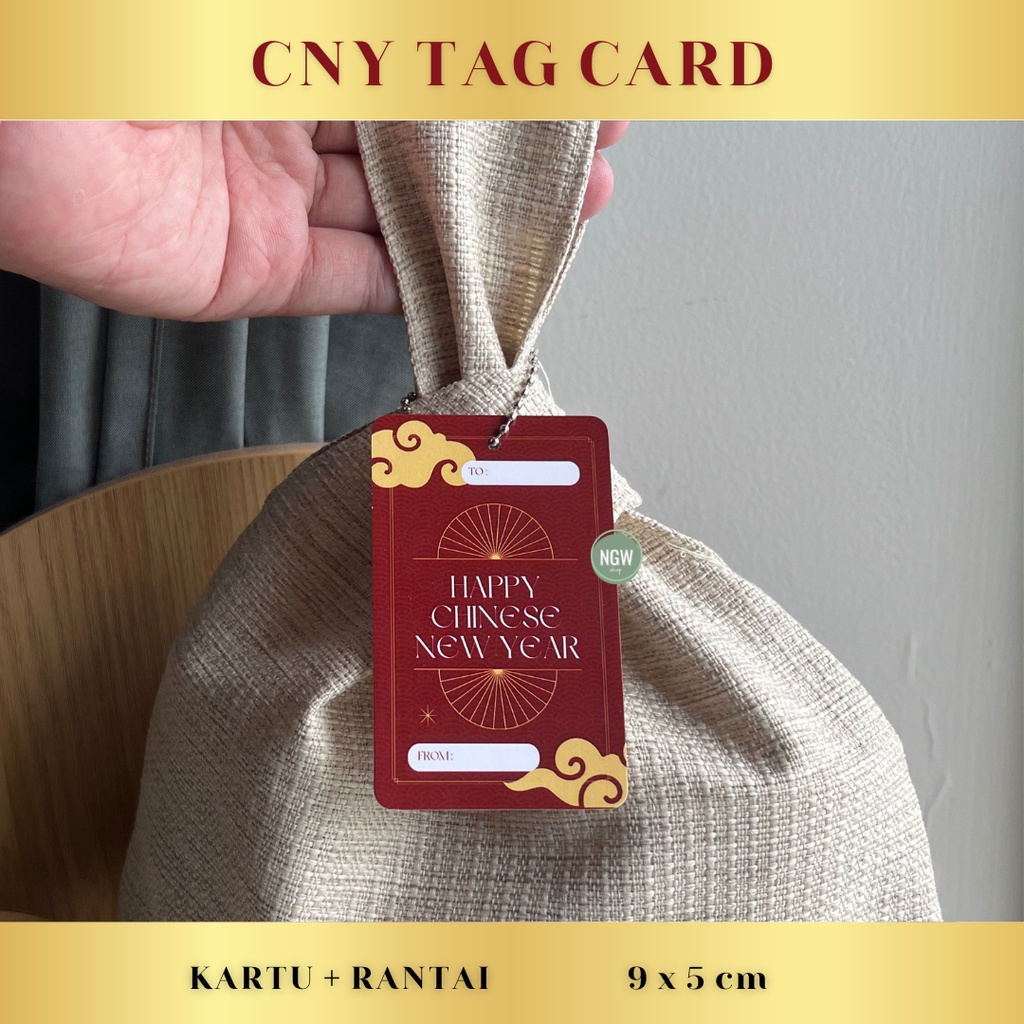 Kartu CNY tag imlek 2023 chinese new year set + rantai 9x5 cm ready