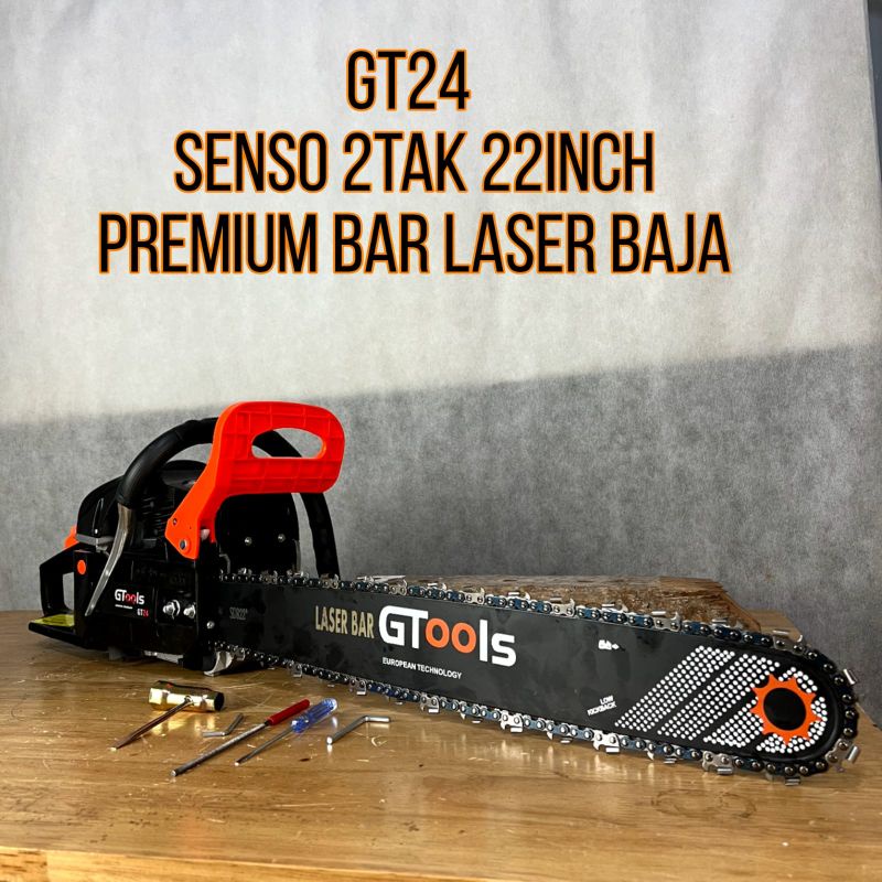 Chainsaw gtools Eropa GT24 22inch bar laser baja premium lebih kuat dari STIHL