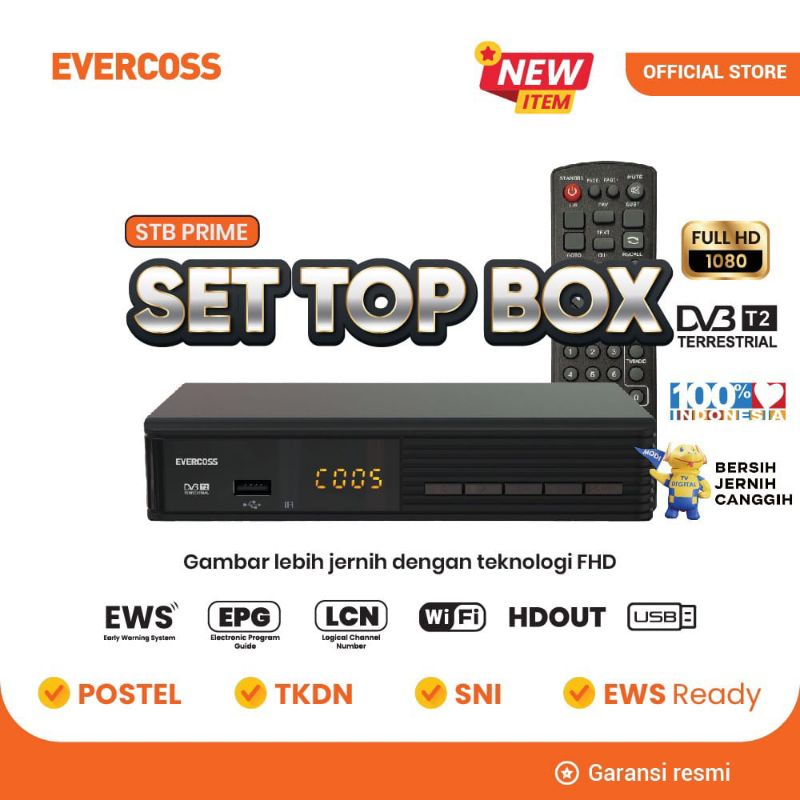 Set Top Box TV digital EVERCROSS Prime Full HD