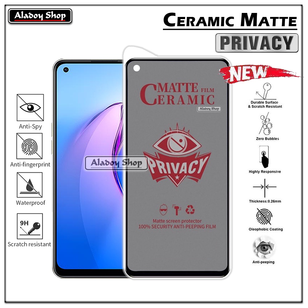 Tempered Glass Anti SPY Oppo Reno 8 5G Anti Gores Privacy + Tempered Glass kamera dan Skin Carbon