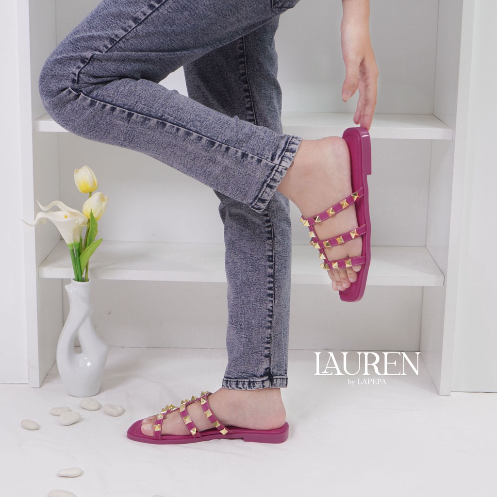 AVLINSTORE - tipe LAUREN Sandal Wanita Teplek Casual Model Duri Sendal Slop Empuk Flat Cewek Kasual Kekinian