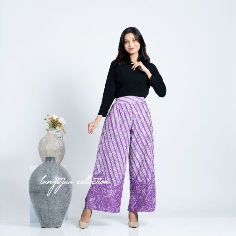 CELANA BATIK | BAWAHAN BATIK MODEL PALAZO KULOT PANJANG - LANGITJUA BATIK SOLO