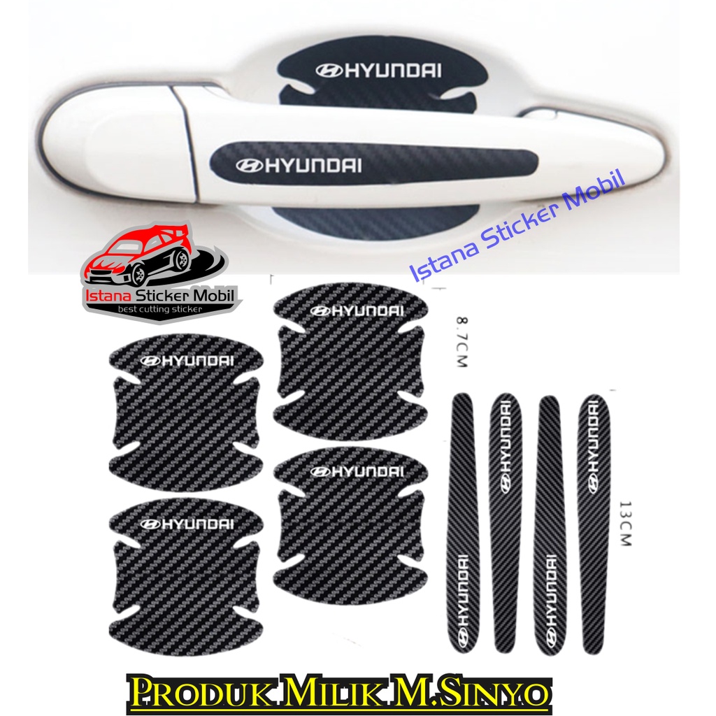 stiker handle mobil hyundai sticker hyundai pelindung gagang pintu mobil karbon bening sepaket 8pcs