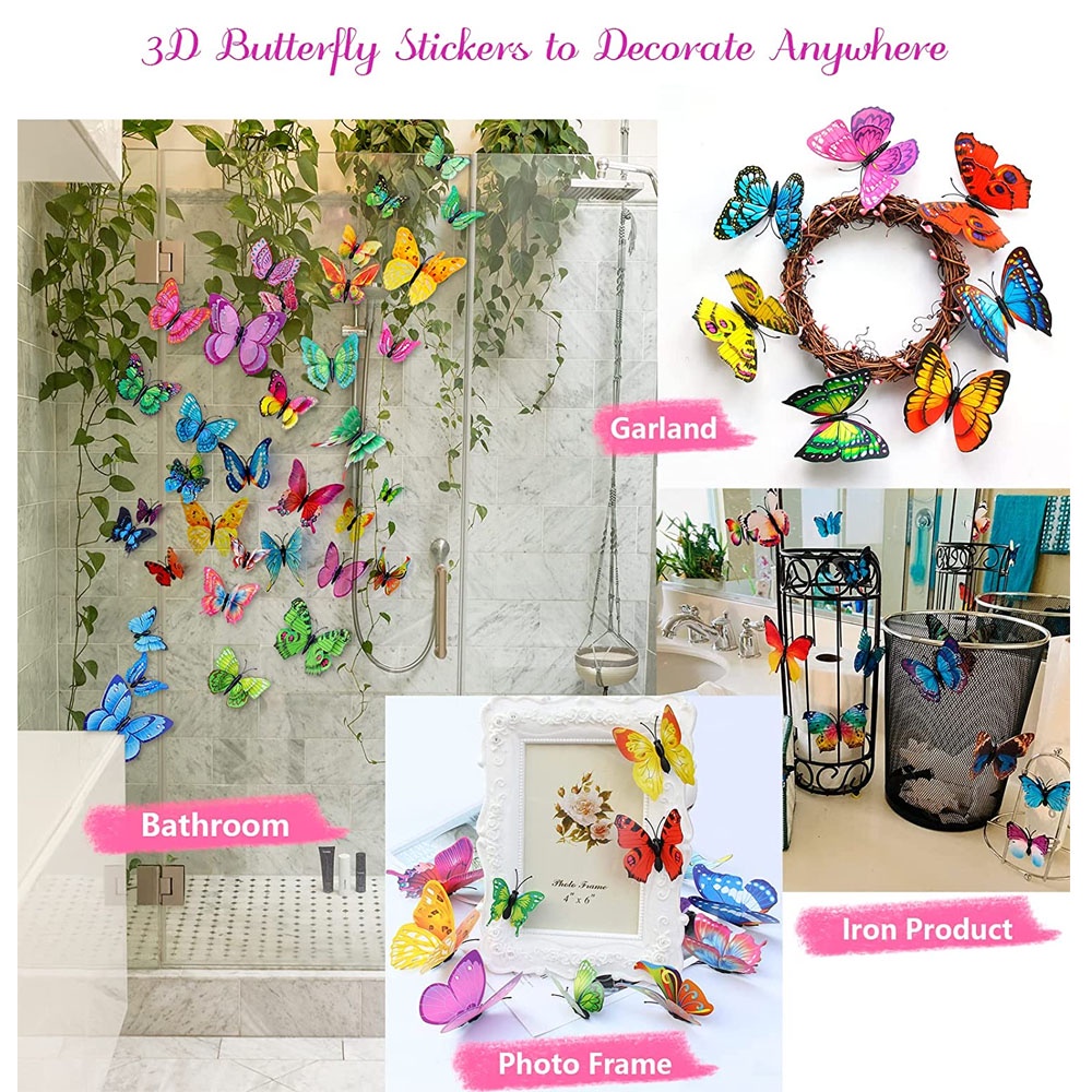 Hiasan Dinding Kupu Kupu Magnet 3D PVC + Doubletape (12 pcs) Tempelan Kulkas Lemari Wall Stiker Dinding Butterfly Sticker Wall Sticker Butterfly Stiker Tembok Stiker Kupu 3D Stiker 3D Butterfly