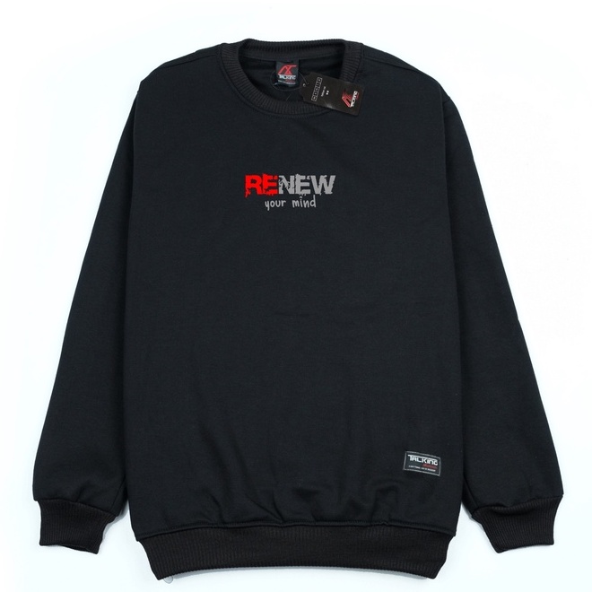 Sweater Pria Distro Crewneck Hitam RENEW YOUR MIND Original Talking Authentic