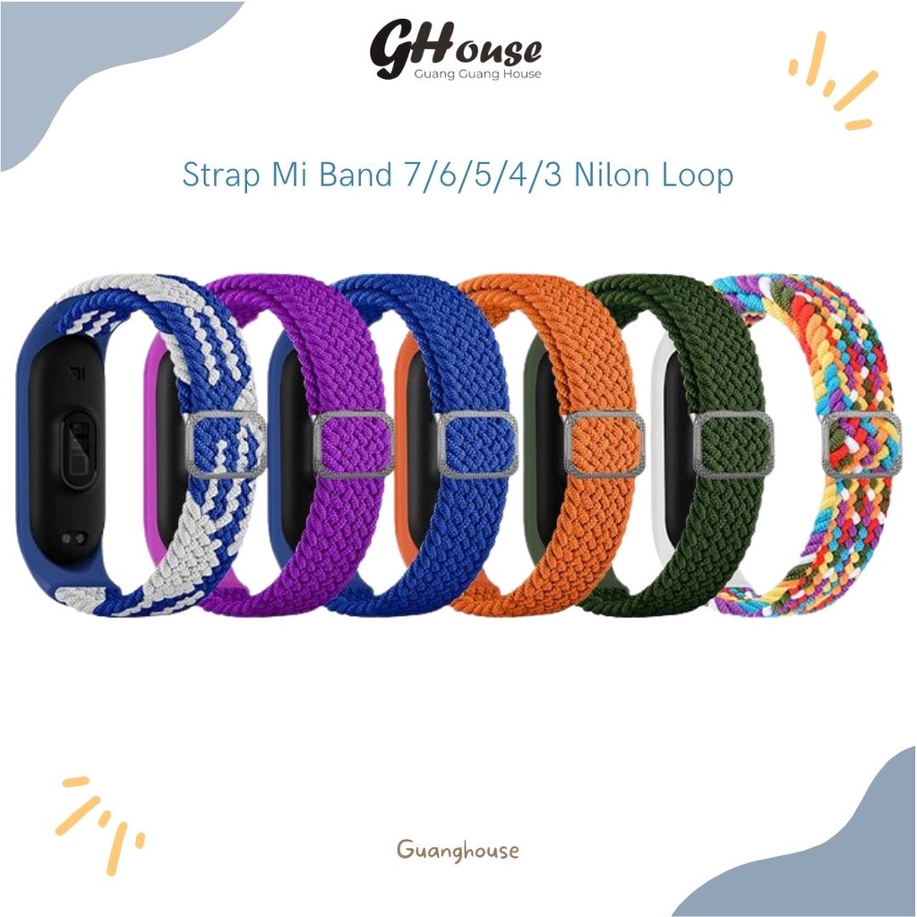 Strap Mi Band 7 6 5 4 3 Nilon Loop Polos Tali Pengganti Xiaomi Mi Band 7 6 5 4 3 Nilon Polos Loop Warna