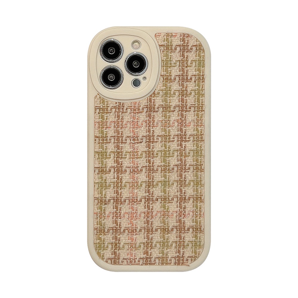 Ins Sederhana Krem Kain Flanel Silikon Case Untuk Iphone7 14x XR XM 11 12 MINI 13 PRO MAX Casing Penutup Pelindung1216