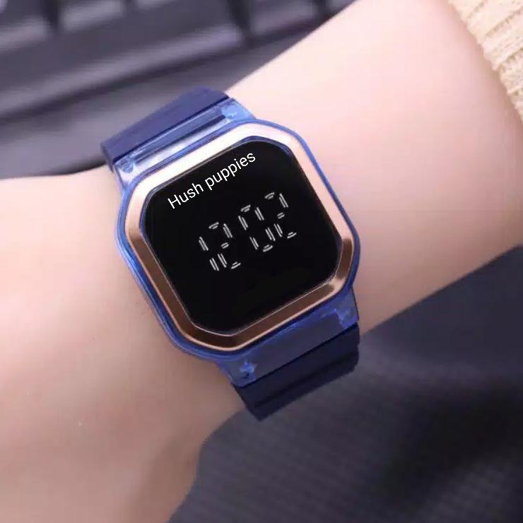 [PRODUK I8GHM] COD✅Jam Tangan Wanita Pria Digital Segi Rubber LED Fashion Watch Sprot Warna Karet Ja