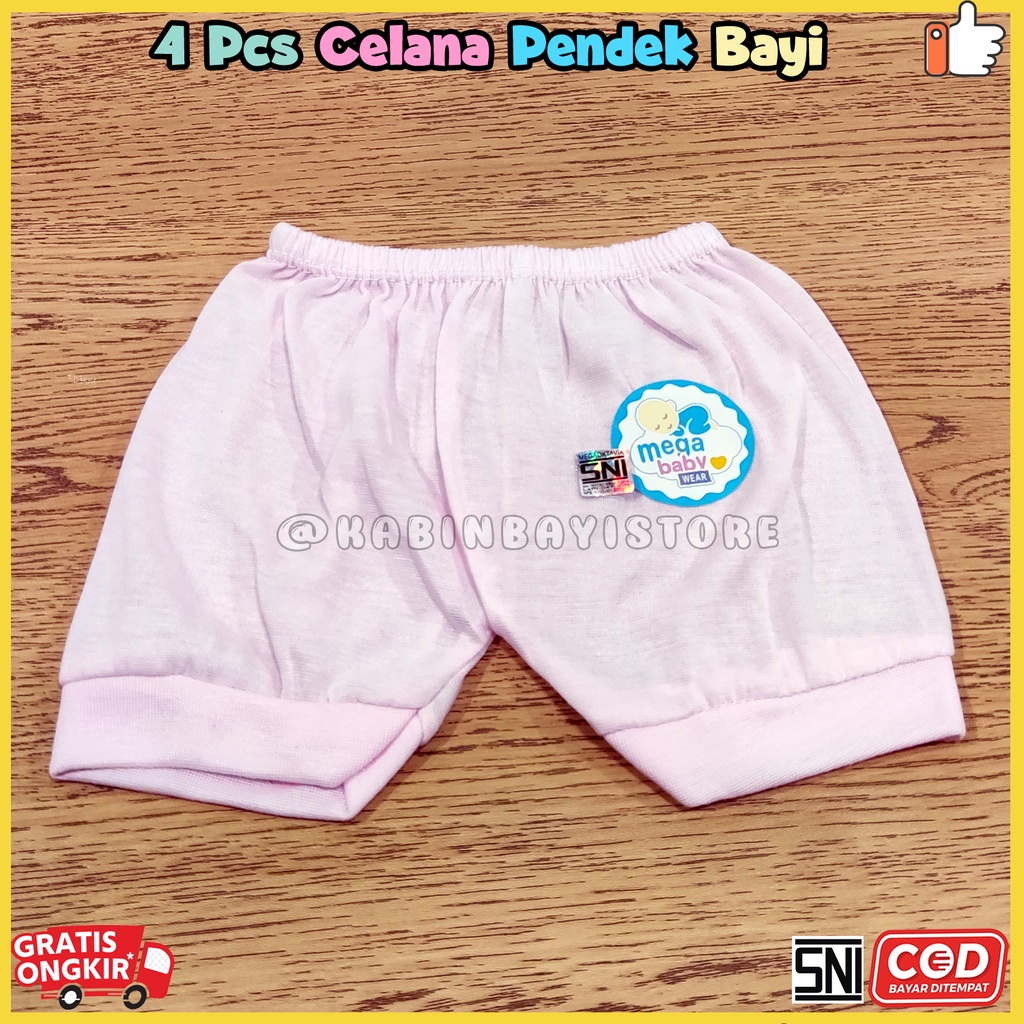 4 Pcs Celana Pendek Bayi Newborn Polos SNI