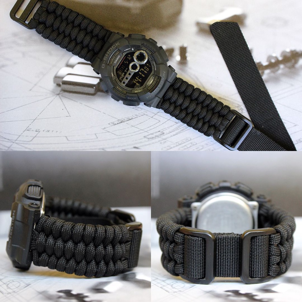 Tali Strap Jam Tangan G-Shock Paracord Black Murah untuk tipe GA-100, GA-110, GA-120, GA-140, GA150,