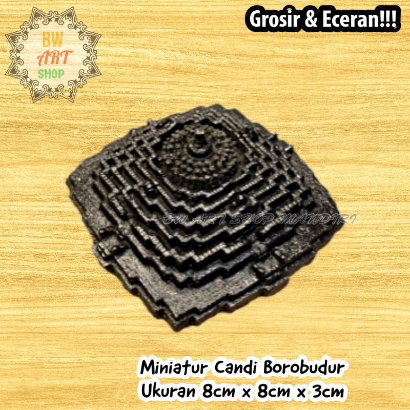 BARU! MINIATUR CANDI BOROBUDUR BATU UKURAN 8CMX8CMX3CM | PATUNG AKUARIUM | PATUNG IKAN CHANNA | PATU