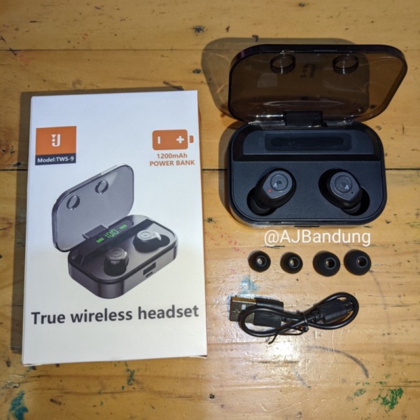 Jual Headset Wireless TWS 9 Earbuds Bluetooth 5.0 LED Digital With Mic Diskon
