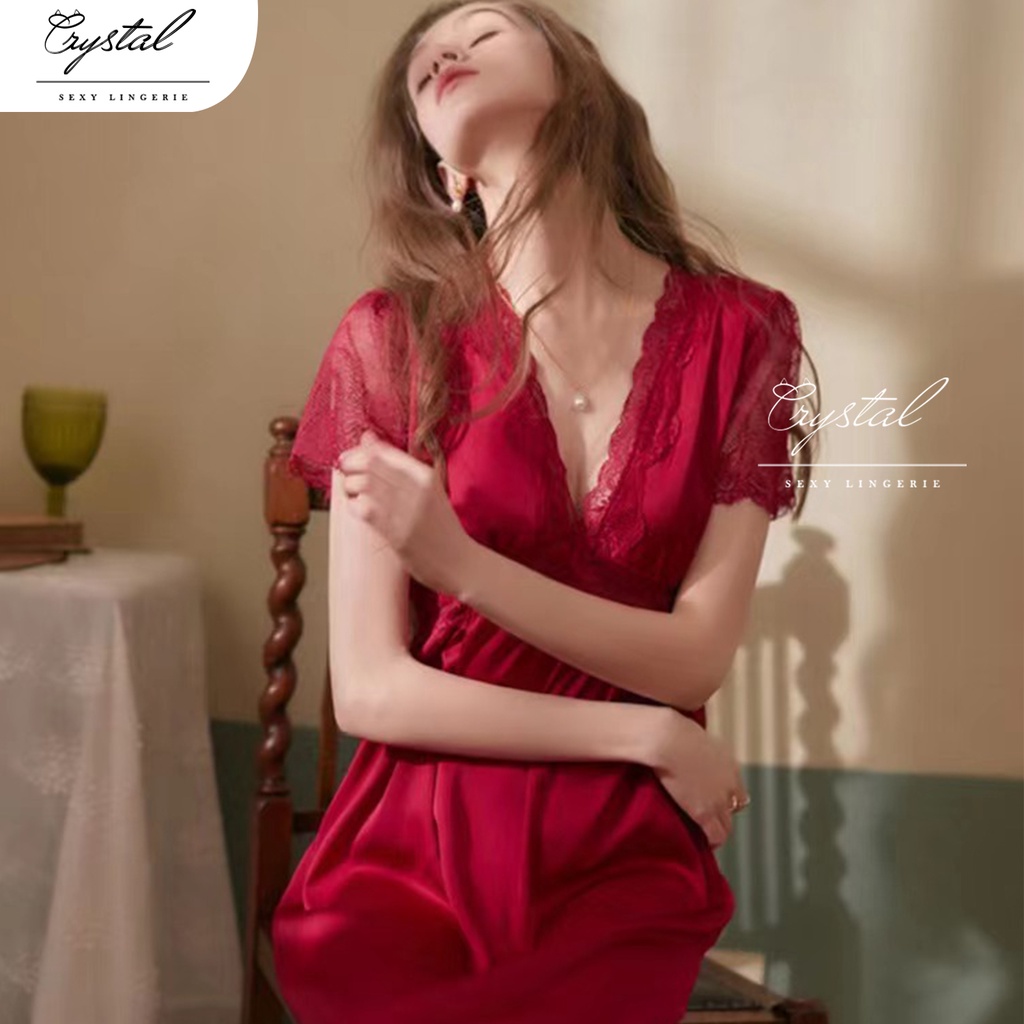 Sexy lingerie dress panjang baju tidur satin lingerie wanita / pajamas panjang baju tidur wanita bahan satin 194