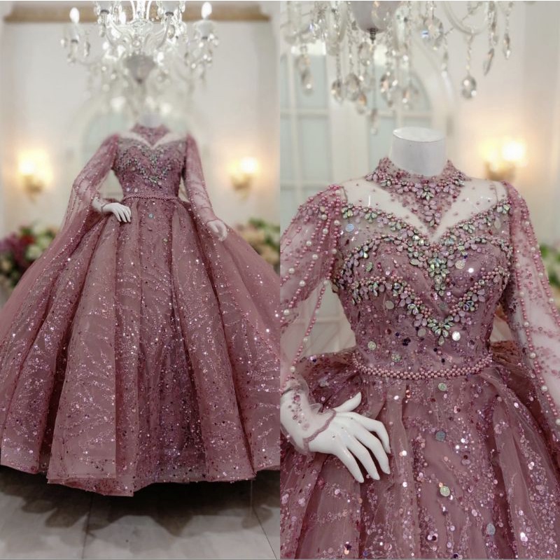 GAUN PENGANTIN BARBIE GOTIK MEWAH BEREKOR //GAUN WEDDING MODERN