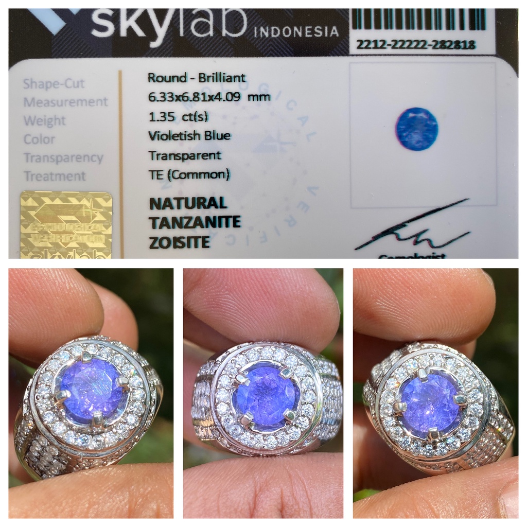 Natural 1.35ct Violetish Blue Tanzanite Zoisite Ring Perak