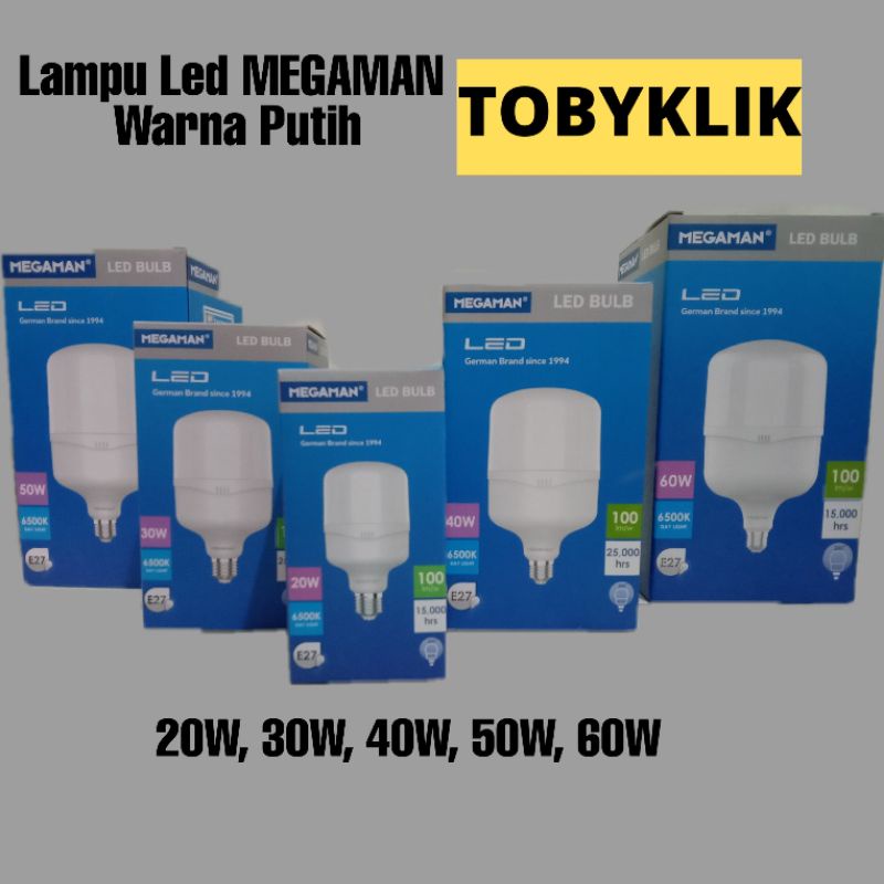 Lampu Bohlam LED MEGAMAN Putih 20W 30W 40W 50W 60W