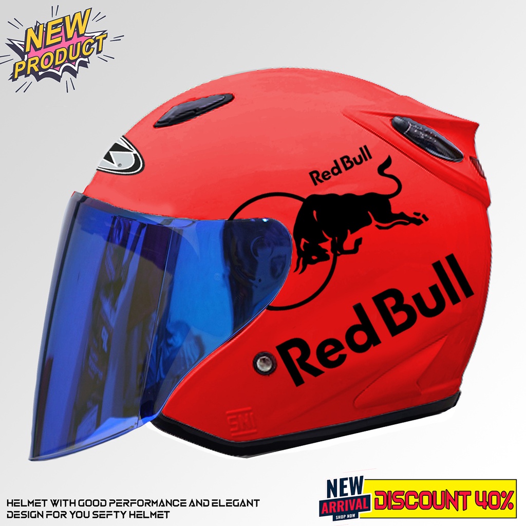 Helm INK Centro Half Face Dewasa Red Bull Hitam Glosy Kaca Visor Venom Flat Blue ORI COD