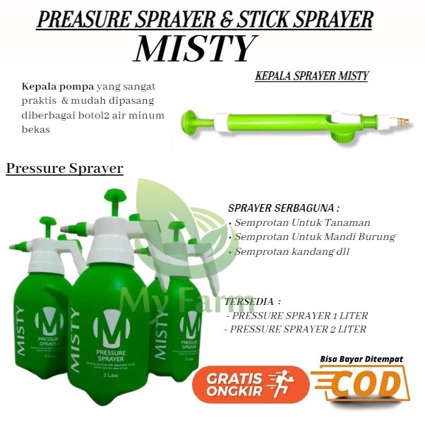 Kepala Seprotan & Sprayer Misty Kyokan Violet 1 1,5 Dan 2 Liter / Alat Semprot Pompa Air Manual Serb