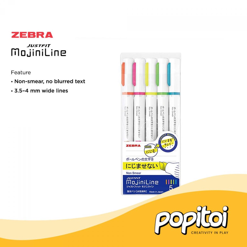 

Zebra Mojini Line Highlighter Set of 5 pastel mildliner MojiniLine