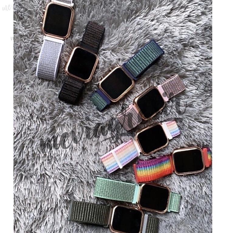 ㅴ JAM TANGAN WANITA LED KANVAS LED SEGI LED OVAL JAM KANVAS JAM TANGAN WANITA ANTI AIR NON BOX mevia