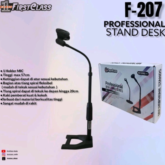 Aksesoris Mic Stand Mic Meja Mimbar Podium First Class F-207 Bahan Besi Cor Kokoh