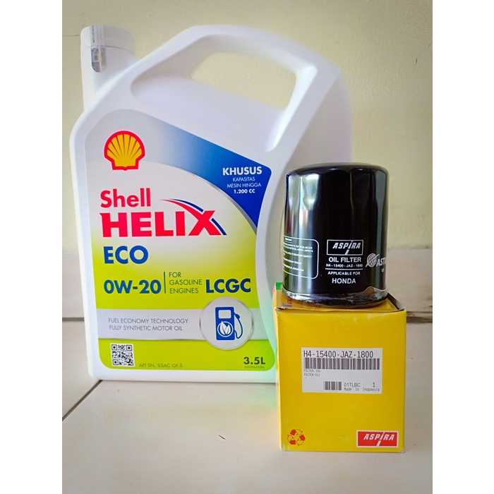 Paket Oli Shell Helix Eco 0W-20 + Filter Oli Honda Brio Satya
