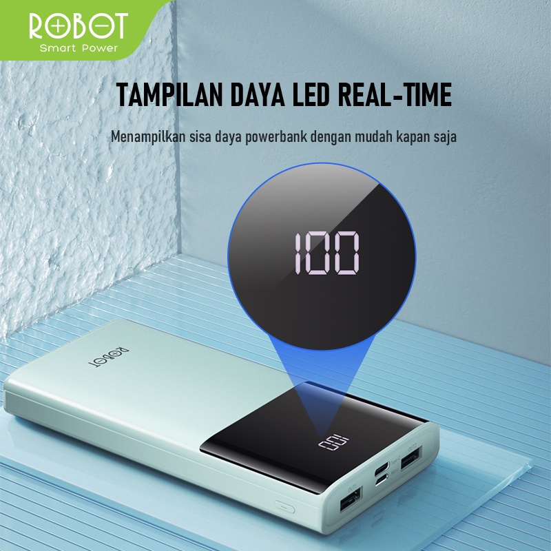 PowerBank 10000mah ROBOT RT190S 2A Dual Input and Output Real Capacity - Garansi Resmi 1 Tahun