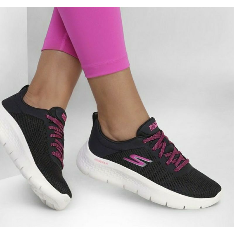 SKECHERS GO WALK FLEX BLACK/HOT PINK SLIP ON SIZE 38/39 WOMEN ORIGINAL BY SPORT STATION
