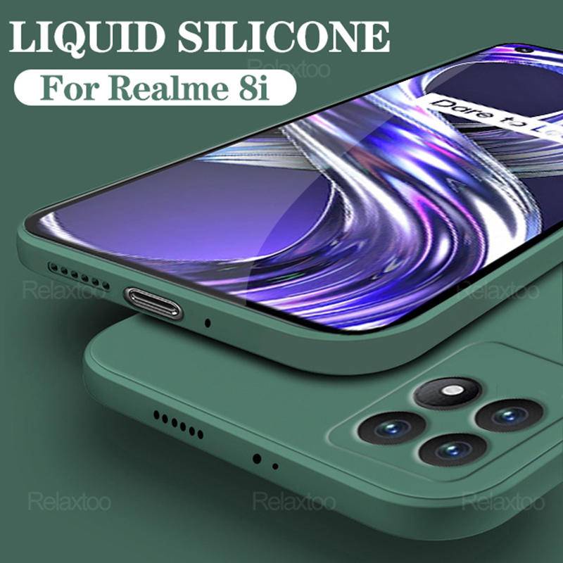 Shockproof Phone Back Cover Untuk Oppo Realmi8 8i 4G 5G Pro Square Cairan Silikon Lembut Pelindung Case