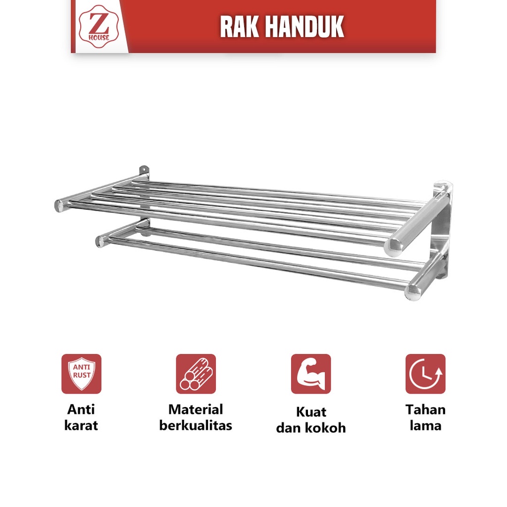 Gantungan Rak Handuk / Rak Handuk Stainless / Rak Dinding Kamar Mandi / Gantungan Handuk Dinding