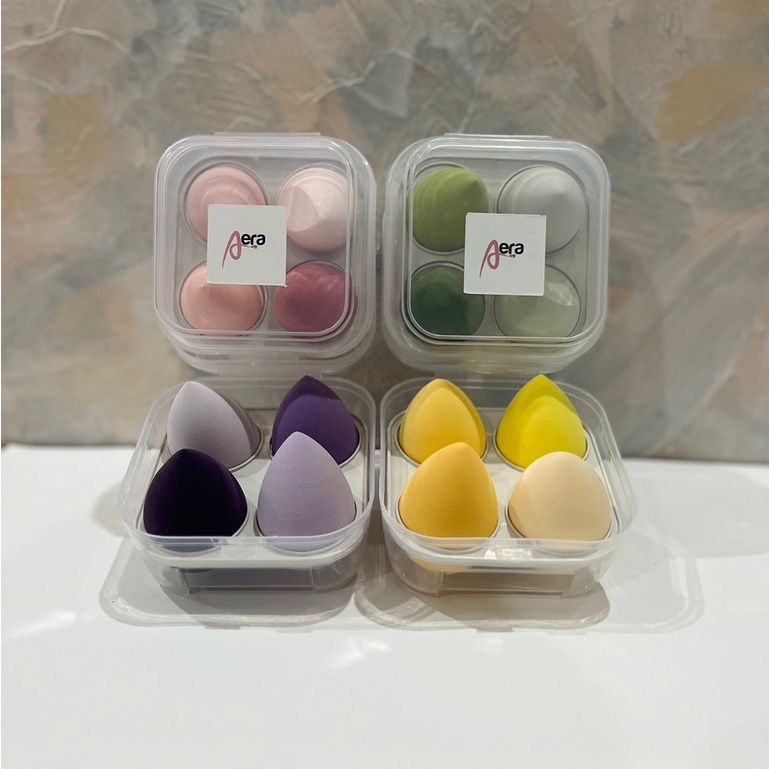 Beauty Blender Make Up Puff Box Isi 4pcs Aera Spons Beauty Make Up Tools