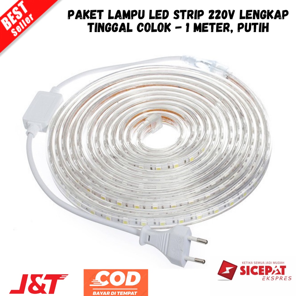 Jual BAYAR DI TEMPAT Paket Lampu LED Strip 220V Lengkap Tinggal Colok