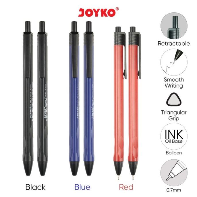 

Pulpen Pena Joyko BP-338 Focus 0.7 mm Hitam / LUSIN