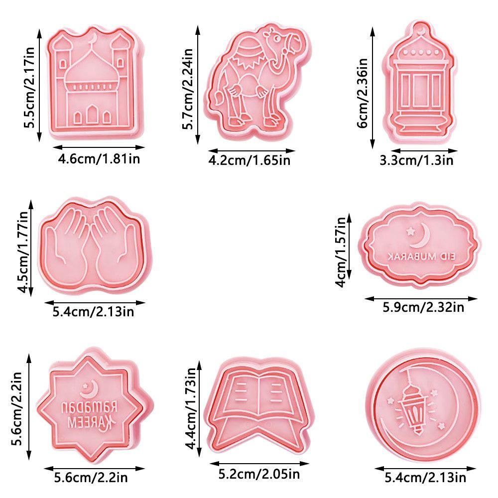 Solighter 8pcs/set Cetakan Kue Fondant Makanan Eid Mubarak Islam Muslim Festival Cookie Cutter
